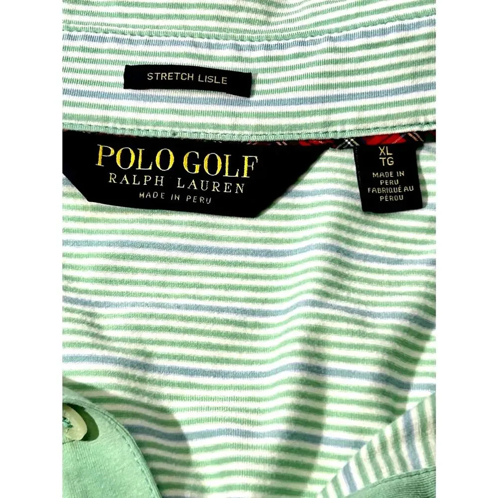 Ralph Lauren POLO GOLF Green /Gray Striped Shirt Size XL Gently Used